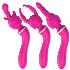   Lonely - 2in1 rechargeable, interchangeable head massager and G-spot vibrator (pink)