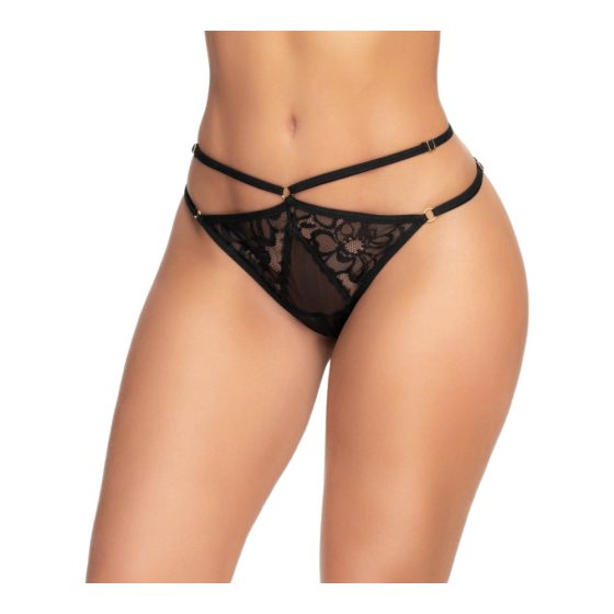 Mapalé - patterned, strappy, open panties (black) - M/L