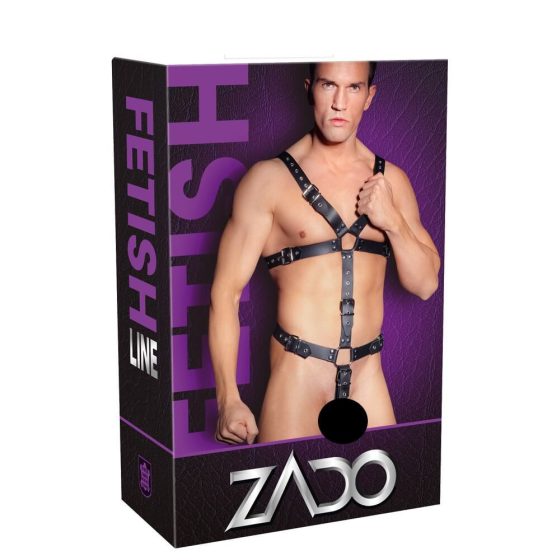 ZADO - genuine leather men's body harness body - black (S-L)