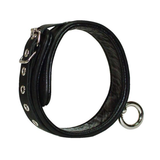 Leather neck strap - black