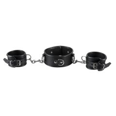 ZADO - Leather collar with handcuffs (black)