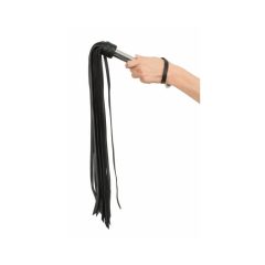 Long, extra strong leather whip (black)
