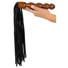 ZADO - Leather whip, wooden dildo with handle (black-brown)