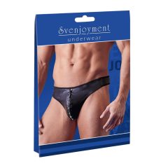   Svenjoyment - men's shiny thong with rhinestone zipper (black)