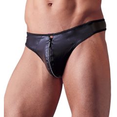   Svenjoyment - men's shiny thong with rhinestone zipper (black)