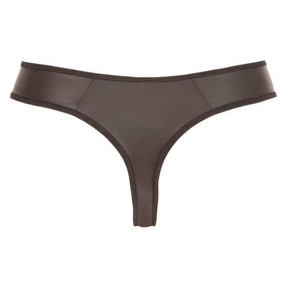 Svenjoyment - men's shiny thong with rhinestone zipper (black) - XL
