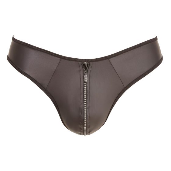 Svenjoyment - men's shiny thong with rhinestone zipper (black) - 2XL