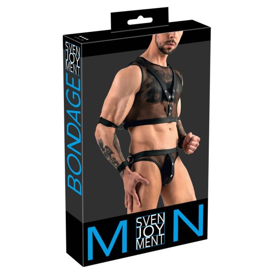Svenjoyment Bondage - necc men's top and jock bottom set (black) - M
