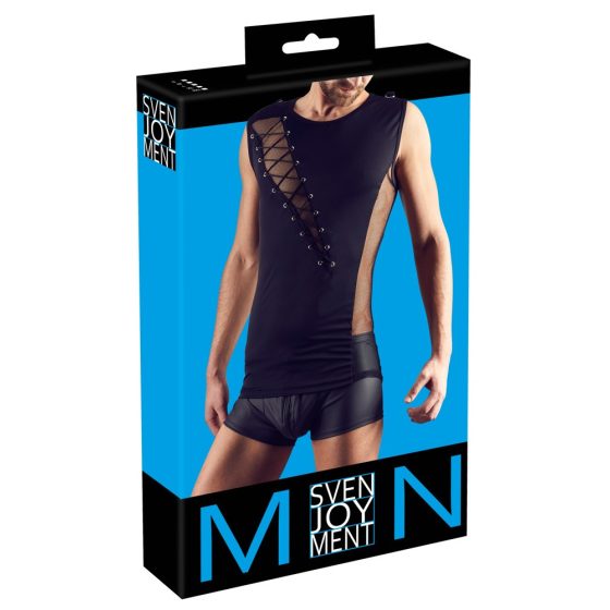 Svenjoyment - men's top with lace-up inserts (black) - M