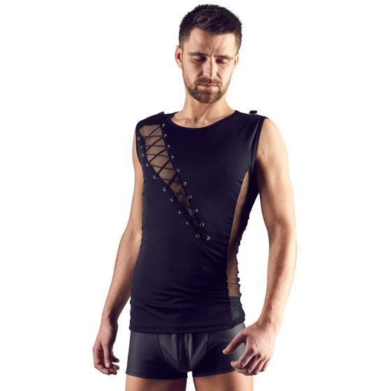 Svenjoyment - men's top with lace-up inserts (black) - M