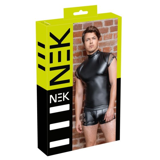 NEK - men's top with rivets and necc inserts (black) - M