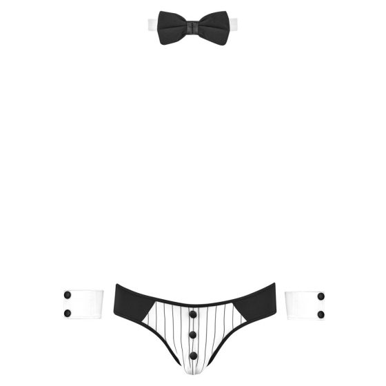 Svenjoyment - Men's waiter thong costume set (black and white)