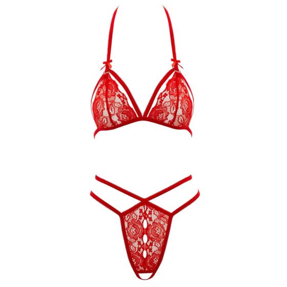 Cottelli - open lace bra set (red) - L