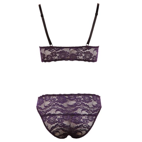 Cottelli - Floral lace bra set (purple) - XL
