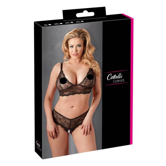 Cottelli Plus Size - delicate lace bra set (black)
