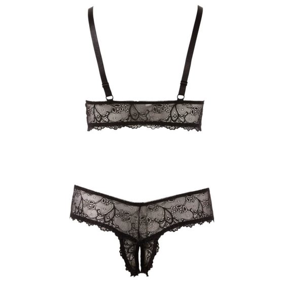 Cottelli Plus Size - delicate lace bra set (black) - XXXL