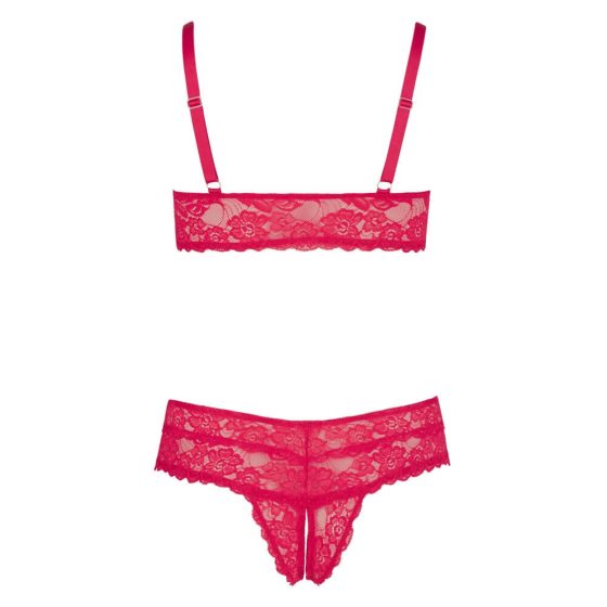 Cottelli Plus Size - soft lace bra set (red) - 3XL