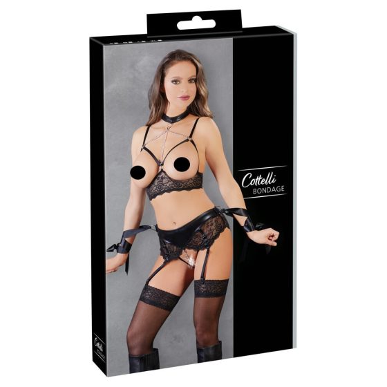Cottelli Bondage - lace lingerie set (5 pieces) - M