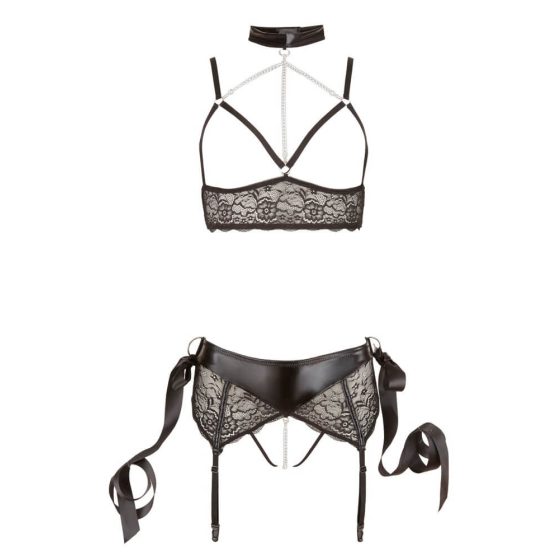 Cottelli Bondage - lace lingerie set (5 pieces) - M