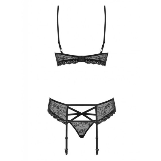 Obsessive 818-SEG-1 - Rhinestone Lace Lingerie Set (black) - L/XL