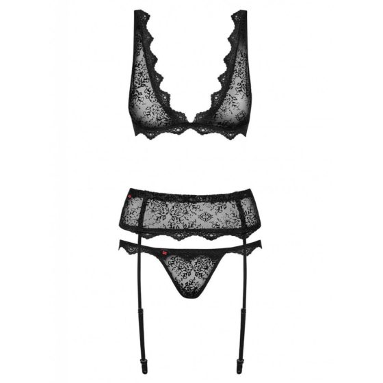 Obsessive Emperita - tiny embroidered lingerie set (black) - L/XL
