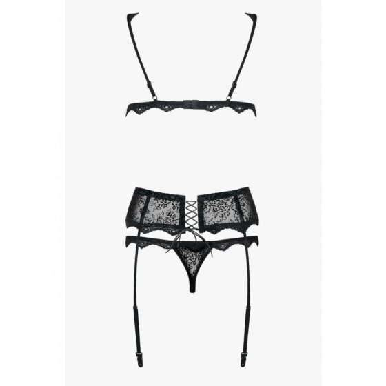 Obsessive Emperita - tiny embroidered lingerie set (black) - L/XL