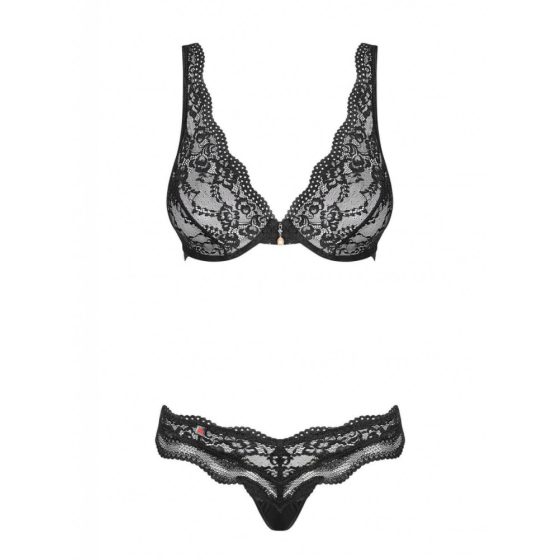 Obsessive Luvae - floral rhinestone bra set (black) - L/XL