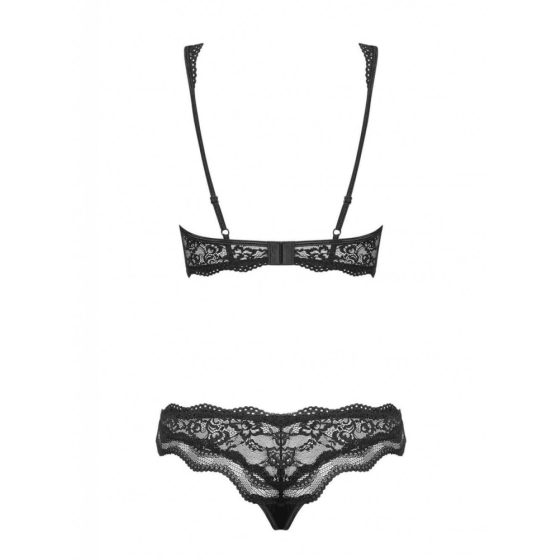 Obsessive Luvae - floral rhinestone bra set (black) - L/XL
