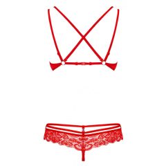 Obsessive 860-SET-3 - Strappy Rose Lace Bra Set (red)