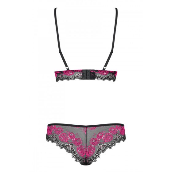 Obsessive Tulia - Lace Lingerie Set (black-pink)