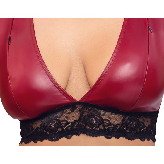 Cottelli Bondage Plus Size - lace bra set (red and black)