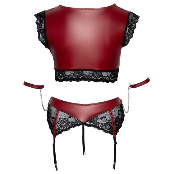 Cottelli Bondage Plus Size - lace bra set (red and black)