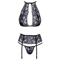 Kissable - lace bra set with neck strap (black)