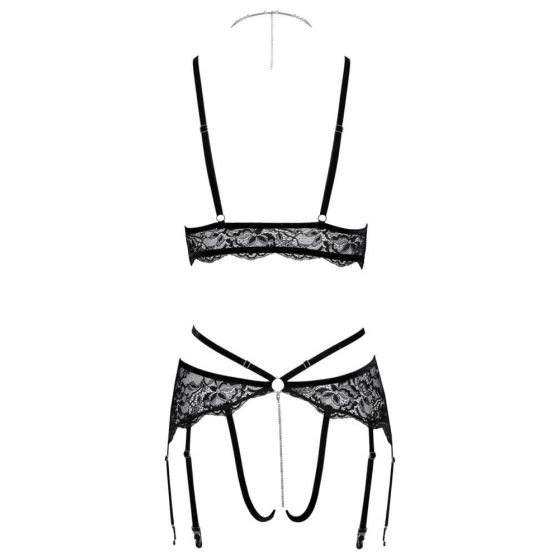 Abierta Fina - open lace bra set (black)