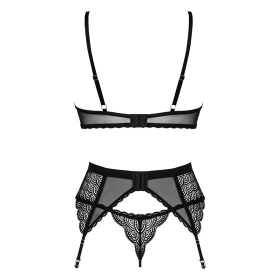 Obsessive Chemeris - bra set with suspender (black) - M/L