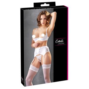 Cottelli - corset lace bodice set (white) - 80B/M
