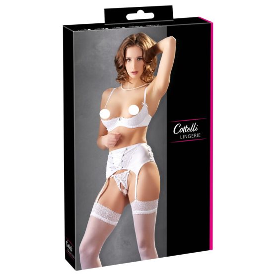 Cottelli - corset lace bodice set (white) - 85B/L
