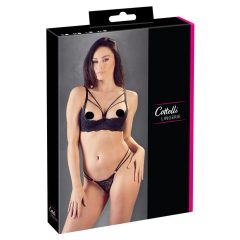 Cottelli - strappy, ring bustier and thong (black)
