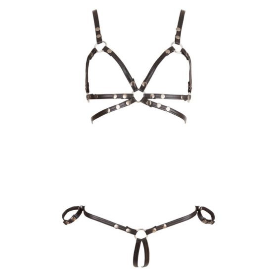 Cottelli Bondage - shiny ornament body harness bikini (black) - M