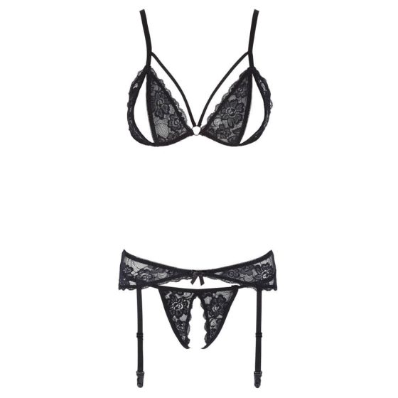 Cottelli - open lace lingerie set (black) - M