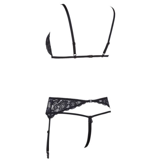 Cottelli - open lace lingerie set (black) - M