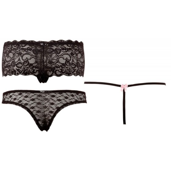 Cottelli - Black women's underwear set (3pcs)