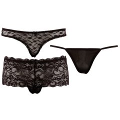 Cottelli - Black women's underwear set (3pcs)