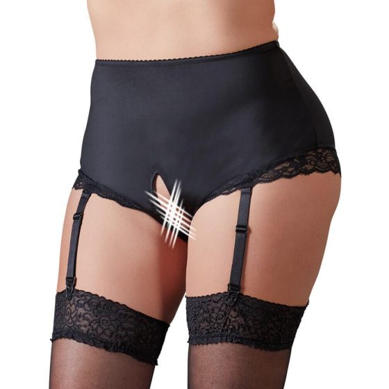 Cottelli Plus Size - Open bottom with suspenders (black)