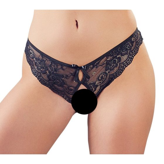 Cottelli - lace bow open women's underwear (black) - M