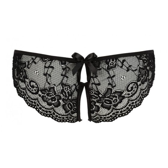 Cottelli - lace bow open women's underwear (black) - L