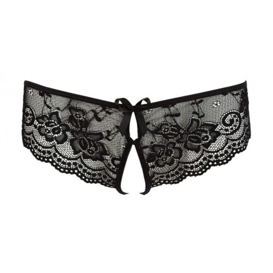 Cottelli - lace bow open women's underwear (black) - XL