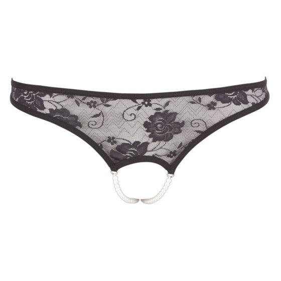 Cottelli - Beaded open lace thong (black) - XL