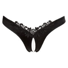   Cottelli - women's open-floral underwear with pearls (black)