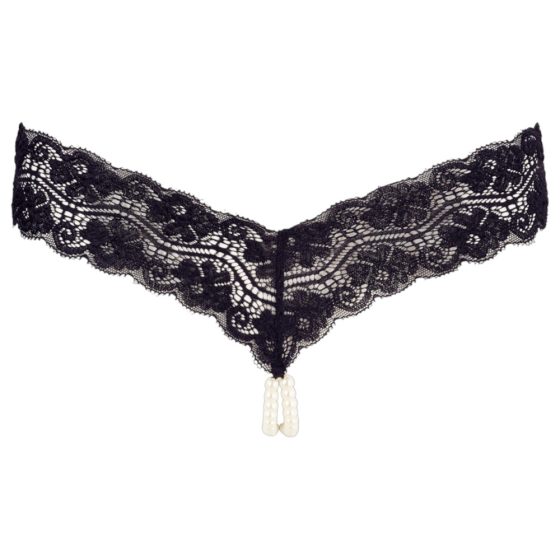 Cottelli - double beaded lace thong (black) - L